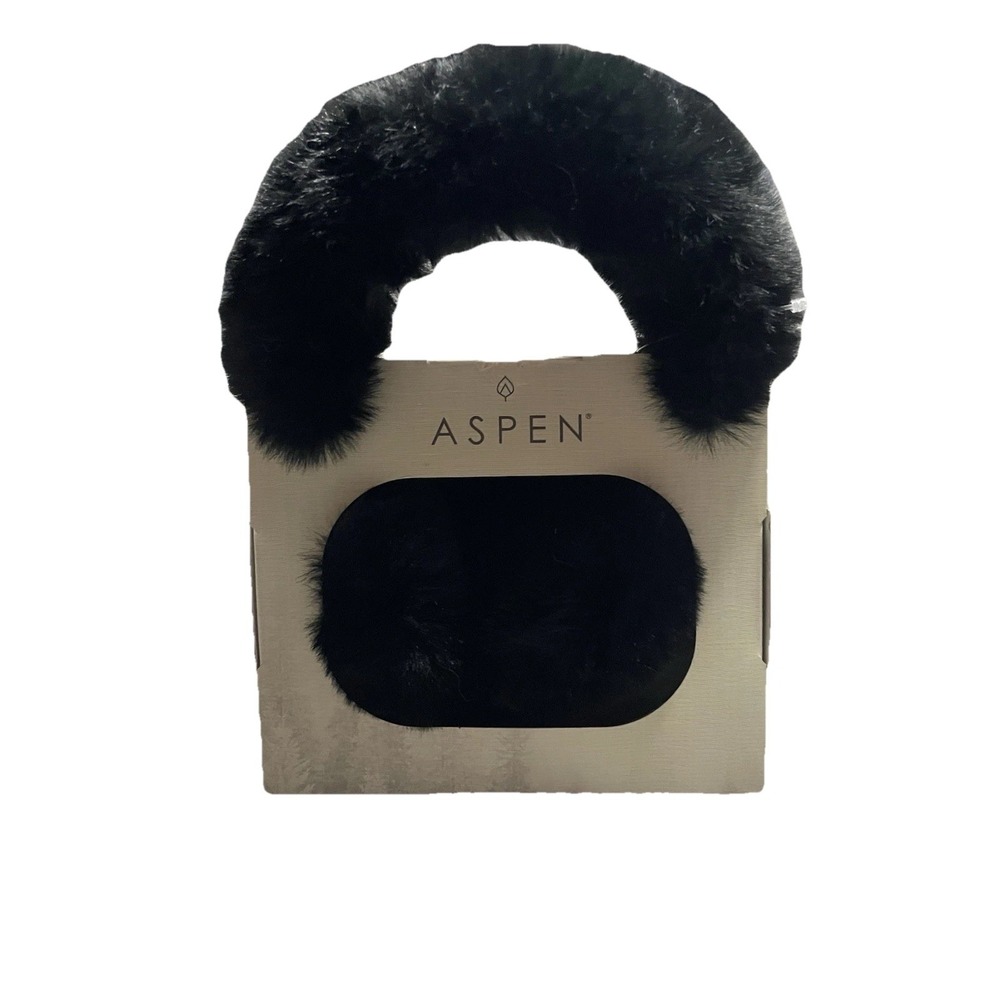 Women's Adjustable Furry Earmuffs Ear Warmers Aspen Black Earmuffs